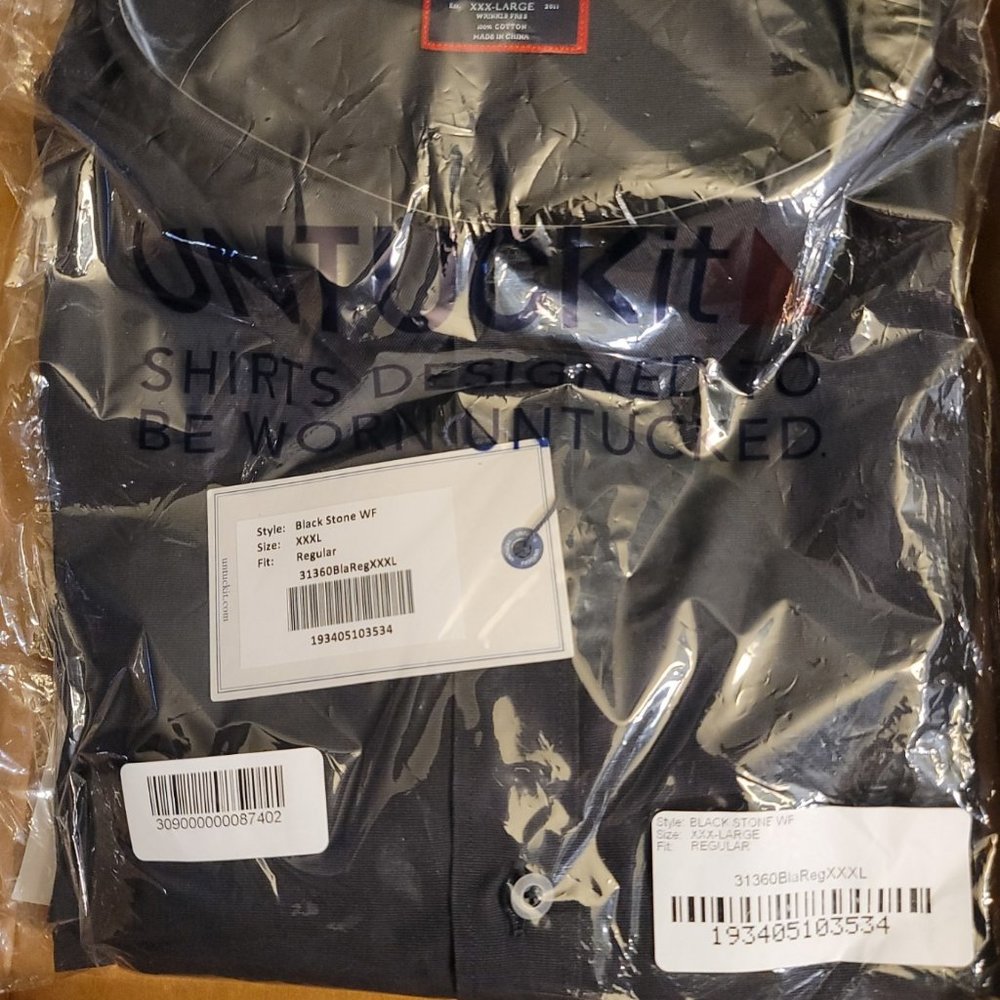UNTUCKit Wrinkle Free Black Stone Shirt XXX-Large Regular Fit NWT (Ref 22-0007)